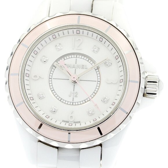 CHANEL J12 H4466 Soft Pink 8P diamond white Dial Quartz Ladies Watch_879862 - Picture 1 of 6